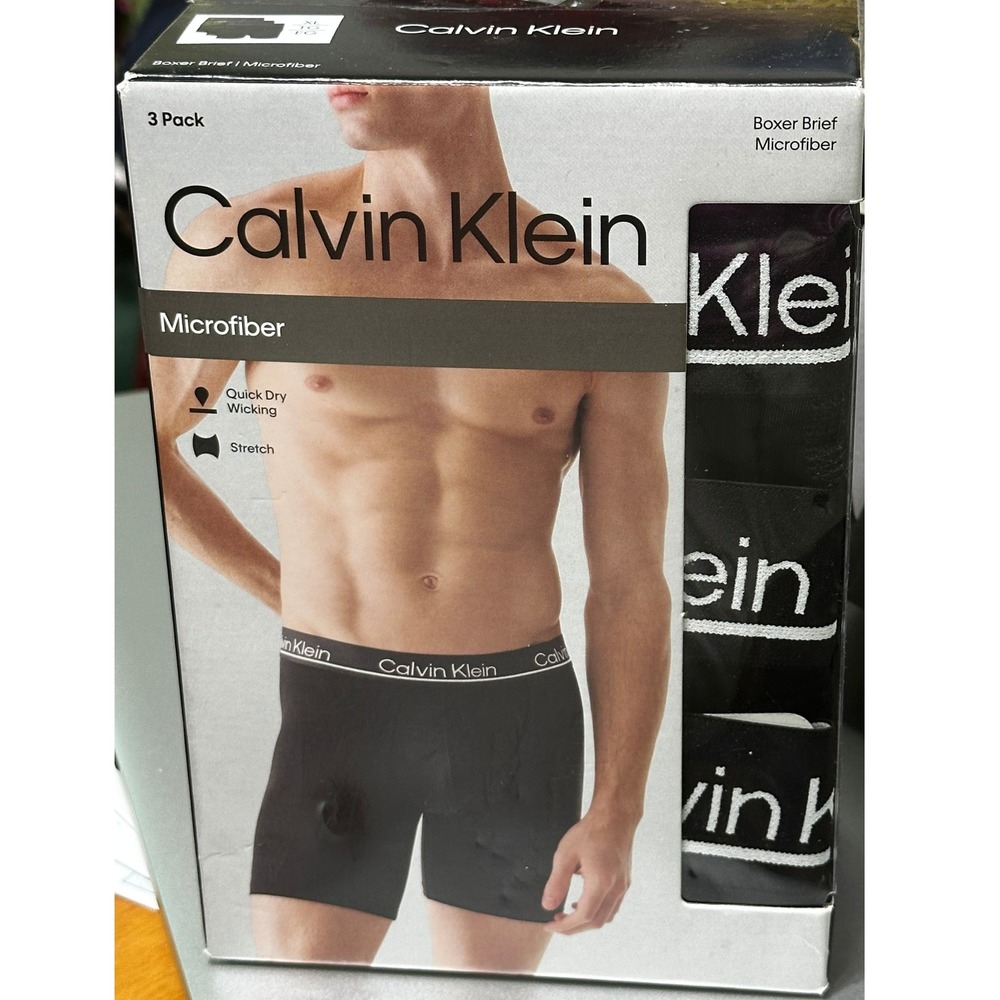 Calvin Klein Mens 3 Pack Microfiber Boxer Briefs Black XL NP2859R 004 001